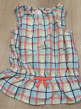 Vintage Gymboree Outlet Plaid Bow Peplum Shirt Size 5  2015 Sunny Citrus